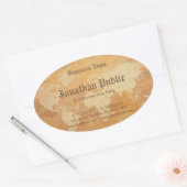 Elegante professionele  oud papier look ovale sticker (Envelop)