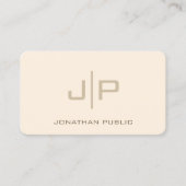 Elegante professionele Sjabloon monogram crème Visitekaartje (Voorkant)