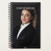 Elegante Professionele Vrouwen Foto Zwart & Wit Planner (Voorkant)