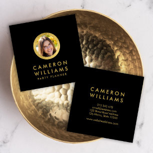 Elegante profielfoto Modern Zwart en Faux Gold Vierkante Visitekaartje