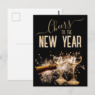 Elegante “Proost op het Nieuwe Jaar”  Briefkaart
