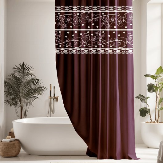 Elegante pruim bloemenkant douchegordijn