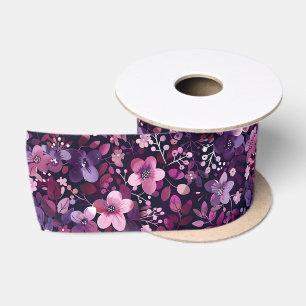 Elegante pruim- en besbloem lint