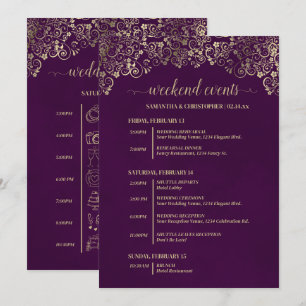 Elegante pruim & gouden trouw evenementen & tijdli programma