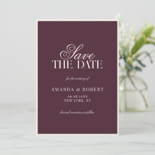 Elegante Pruim Oude Geld Huwelijk Save The Date