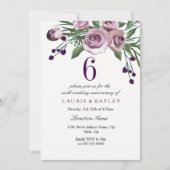 Elegante pruim paarse 6e trouwjubileum uitnodiging (Voorkant)