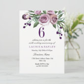 Elegante pruim paarse 6e trouwjubileum uitnodiging (Staand voorkant)