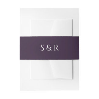 Elegante Pruim Paarse Monogram Uitnodiging Uitnodigingen Wikkel