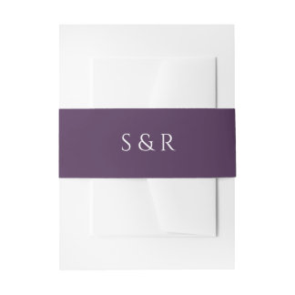 Elegante Pruim Paarse Monogram Uitnodiging Uitnodigingen Wikkel