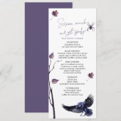 Elegante Prunus en Zwarte Kraai Halloween Feestdin Menu (Voorkant / Achterkant)