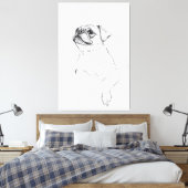 Elegante Pug Portrait Sketch - Premium Canvas Afdruk (Insitu (Slaapkamer))