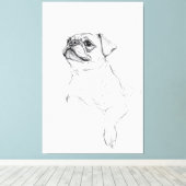 Elegante Pug Portrait Sketch - Premium Canvas Afdruk (Insitu (Houten vloer))