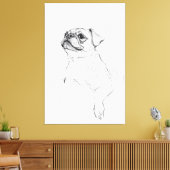 Elegante Pug Portrait Sketch - Premium Canvas Afdruk (Insitu (Woonkamer))