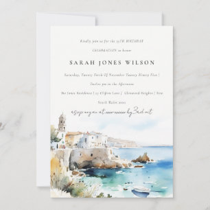 Elegante Puglia Italië Aquarel Landschap Verjaarda Kaart