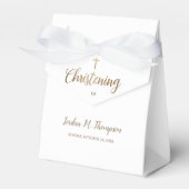 Elegante Pure Wit Goud kruis Aangepaste doopsel Bedankdoosjes (Voorkant Zijde)