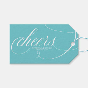 Elegante Purist Blauwe Cheers Wijnfles Labels Cadeaulabel