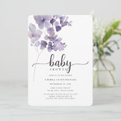 Elégante Purple Floral Baby shower Invitation (Debout devant)