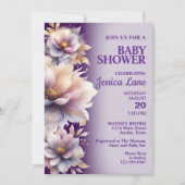 Elégante Purple Floral Baby shower Invitation (Devant)