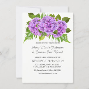Elégante Purple hydrangea invitations de mariage