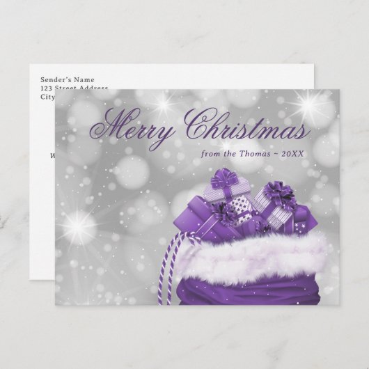 Elégante Purple Joyeux Noël Carte postale (Devant / Derrière)