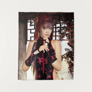 Elegante Qipao Fantasy Vrouw Digitale Kunst Wandkleed