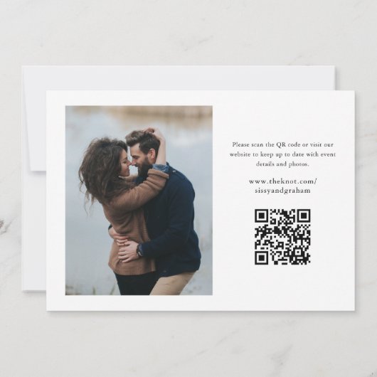 Elegante QR-code 2 foto bruiloft Save The Date (Achterkant)