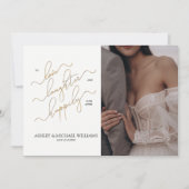 Elegante QR Code 3 fotoscript gelukkig ooit daarna Kaart (Voorkant)