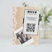 Elegante QR Code Bruiloft RSVP Kaart (Staand voorkant)