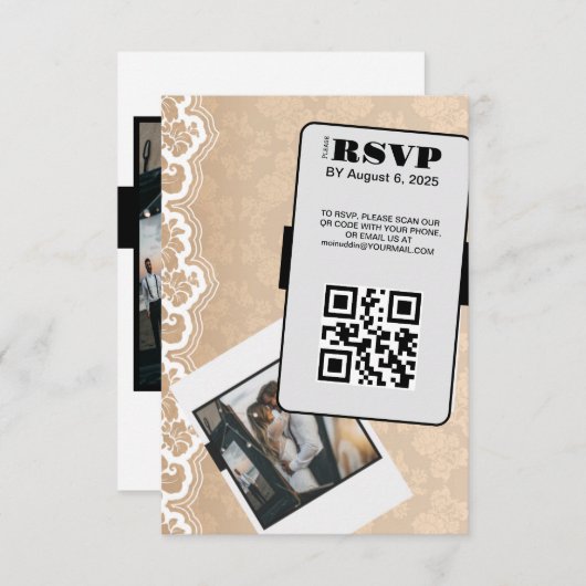 Elegante QR Code Bruiloft RSVP Kaart (Voorkant / Achterkant)