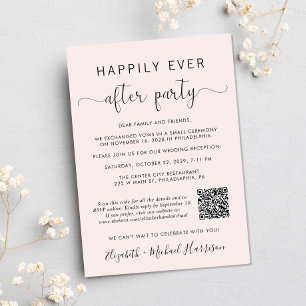 Elegante QR-code foto roze huwelijksreceptie Kaart