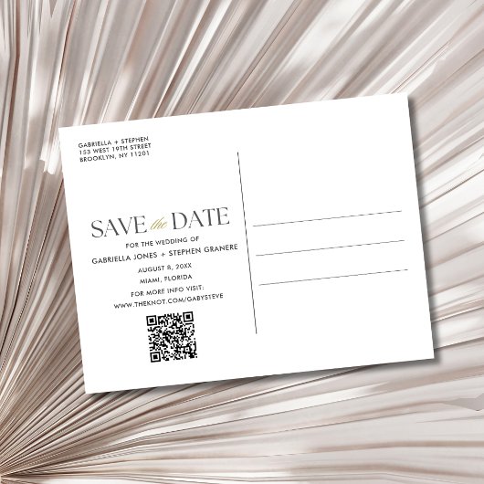 Elegante QR-code fotohuwelijkskaart Save the Date Aankondigingskaart