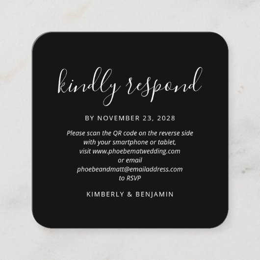 Elegante QR Code Huwelijksreactie RSVP Informatiekaartje (Voorkant)