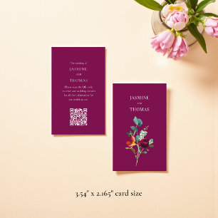 Elegante QR-code-huwelijkswebsitekaart met bloemen Visitekaartje