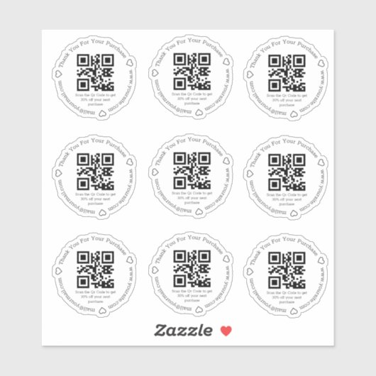 elegante qr-code korting kleine onderneming dank j sticker (Vel)