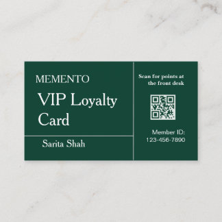 Elegante QR-code loyaliteitskaart in smaragdgroene Visitekaartje