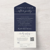 Elegante QR-code marine bruiloftsreceptie All In One Uitnodiging (Binnen)