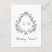 Elegante QR-code Monogram Crest Wedding Details Informatiekaartje (Voorkant)