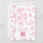 Elegante QR Code Roze Chinoiserie Huwelijk Kaart (Achterkant)