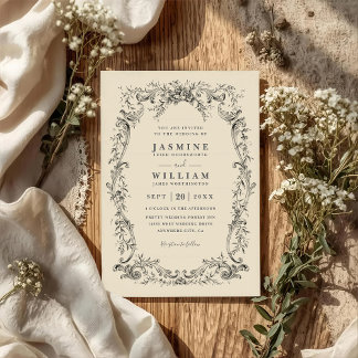 Elegante QR-code trouwbloem Botanische Vintage Bru Kaart