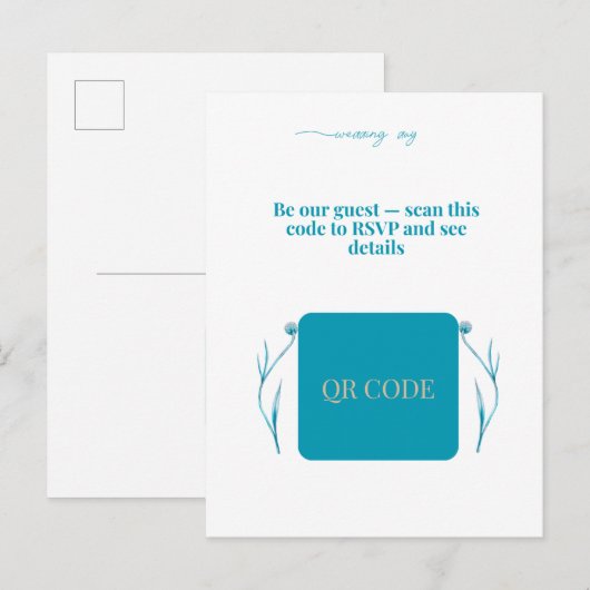 Elegante QR-code trouwuitnodiging Minimalistische Uitnodiging Briefkaart (Voorkant / Achterkant)