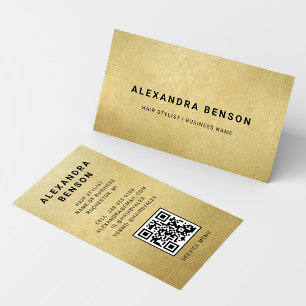 Elegante QR-code voor haarstylisten met goudfolie Visitekaartje