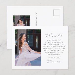Elegante Quinceanera Dankjewel met Twee Foto's Briefkaart