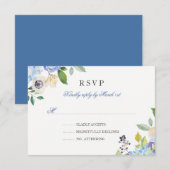 Elégante Quinceanera Florale Bleue RSVP (Devant / Derrière)