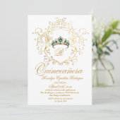 Elégante Quinceanera Gold White Invitation (Debout devant)