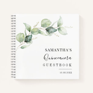 Elegante Quinceanera Greenery 15e verjaardag Gast Notitieboek
