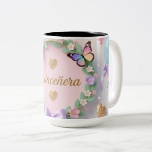 Elegante Quinceañera-mok - Zoete 15 verjaardagscad Tweekleurige Koffiemok