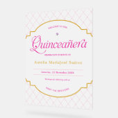 Elégante Quinceanera Or Rose Frosted Bienvenue (Angle)