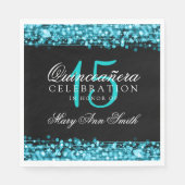 Elegante Quinceanera Party Sparkles Turquoise Servetten (Voorkant)