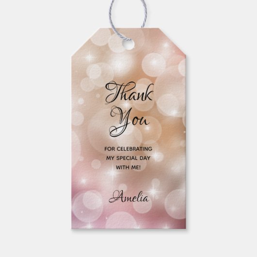 Elegante Quinceañera Roze Blush Favor Cadeaulabel (Voorkant)