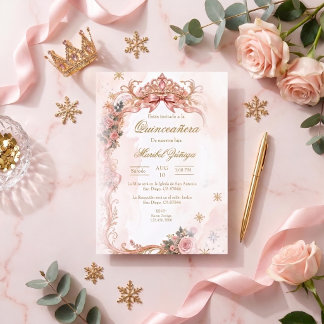 Elegante Quinceañera roze en goud Kaart